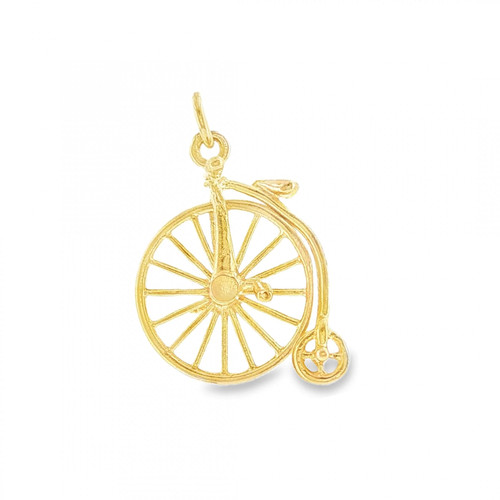 9ct yellow gold penny farthing - penny,