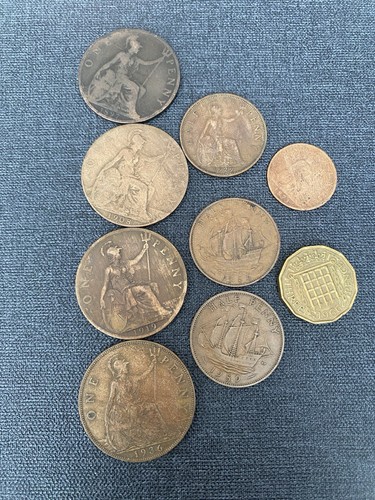 One penny coin half - coin, 3x