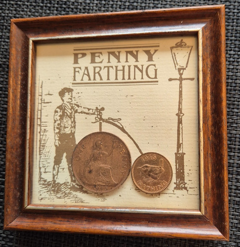 Penny farthing bike - bike, coins