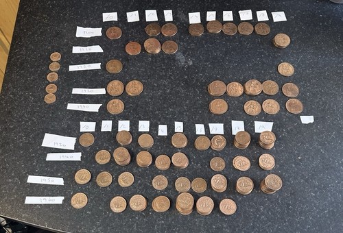 Old pennies british coins - old,