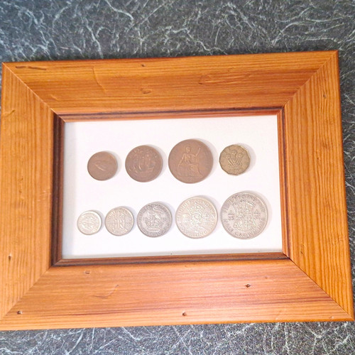 Framed british coin collection - framed,