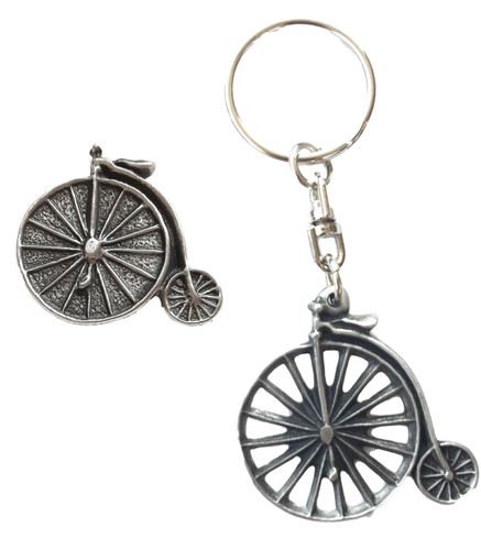 Penny farthing keyring and pin - penny,