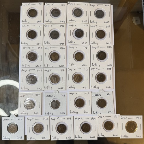 George farthing coins - george, v