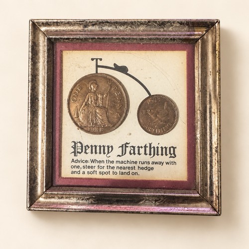 Framed penny farthing - penny,